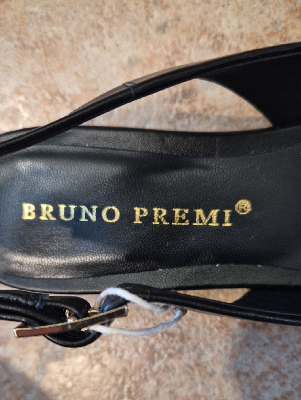 Bruno Premi Black Leather Pearl-Embellished Slingback Flats - Picture 2 of 10